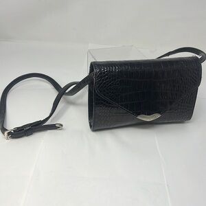 Ralph Lauren Croc Leather Sterling Silver Hardware Crossbody Bag